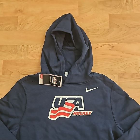 Nike Hoodie Pull Over Sweatshirt Blue Navy Red White USA Hockey Youth Boys Girls - Picture 2 of 9